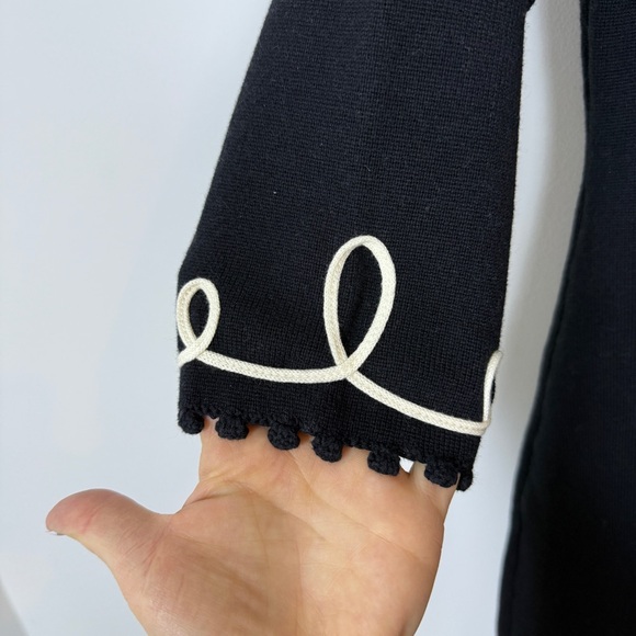 Hanna Andersson Black Combed Cotton Knit Scallop Trim Midi Dress Small Ruffle - Picture 4 of 7